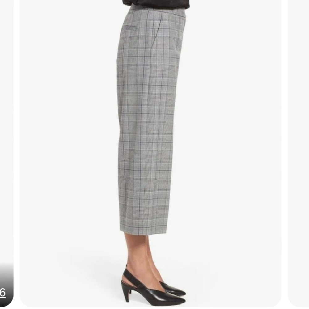 Halogen Nordstrom Women's Size 4P Trouser Dress Pants Plaid Wide Leg Cropped - Picture 2 of 11